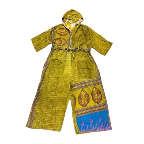 Kantha Bae Pants - Kantha Bae Women’s Reversible Hooded Jumpsuit Hippie Bohemian Artsy Free Size